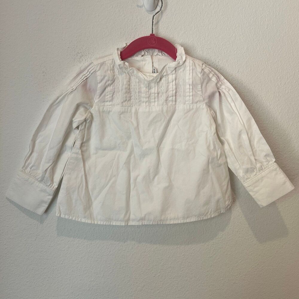 Janie and jack blouse girls 2T white embroidered cottagecore minimalist coastal